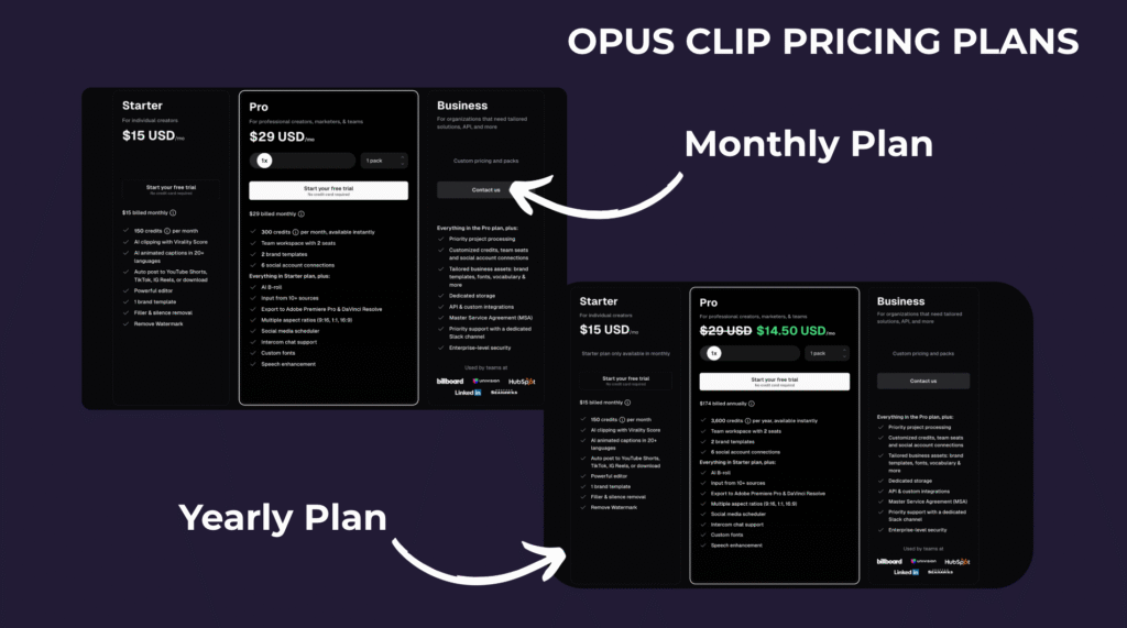 Opus clip ai review pricing plan